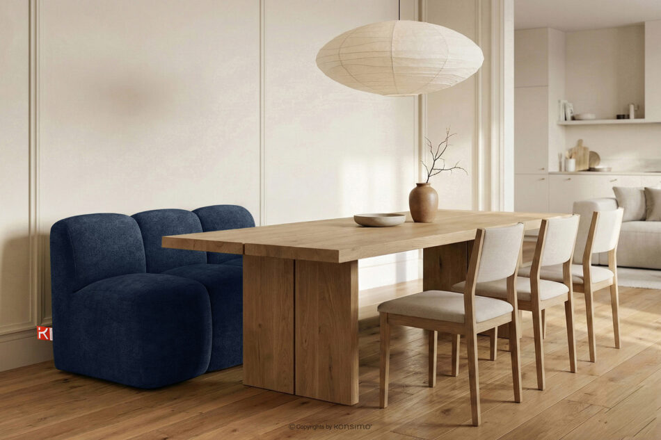 BRESCO Ławka tapicerowana do jadalni 120 cm tkanina szenil granatowy granatowy - zdjęcie 1