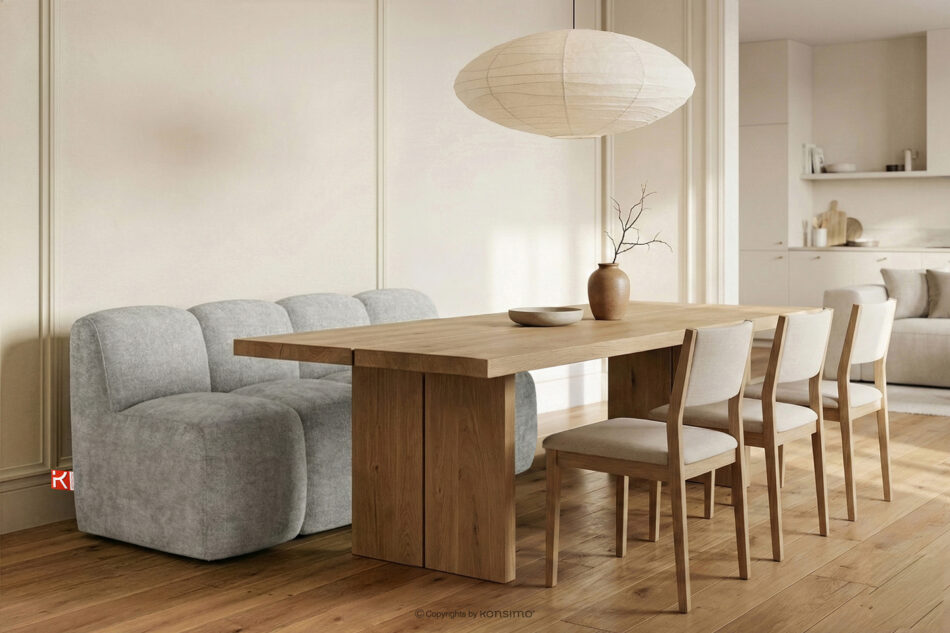 BRESCO Ławka tapicerowana do jadalni 160 cm tkanina szenil jasny szary jasny szary - zdjęcie 1