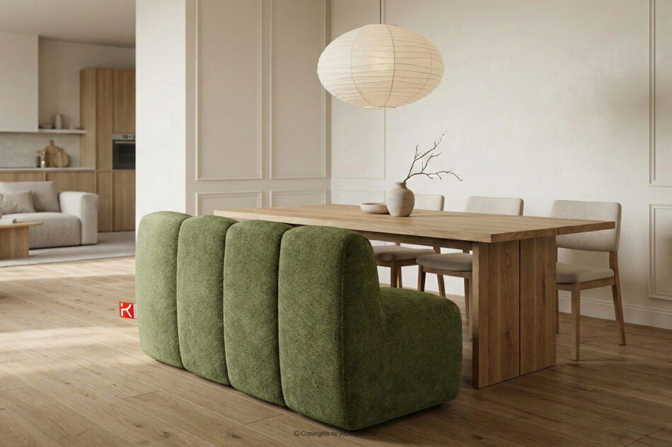 BRESCO Ławka tapicerowana do jadalni 160 cm tkanina szenil oliwkowy oliwkowy - zdjęcie 9