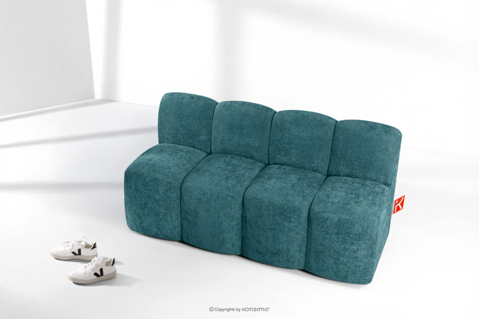 BRESCO Ławka tapicerowana do jadalni 160 cm tkanina szenil morski morski - zdjęcie 8