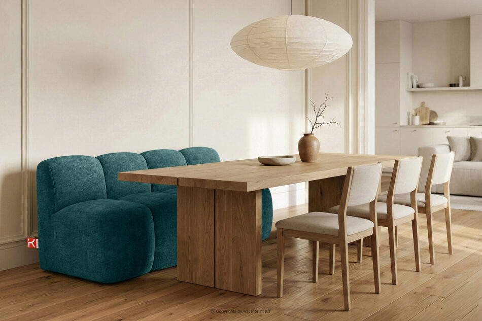 BRESCO Ławka tapicerowana do jadalni 160 cm tkanina szenil morski morski - zdjęcie 1