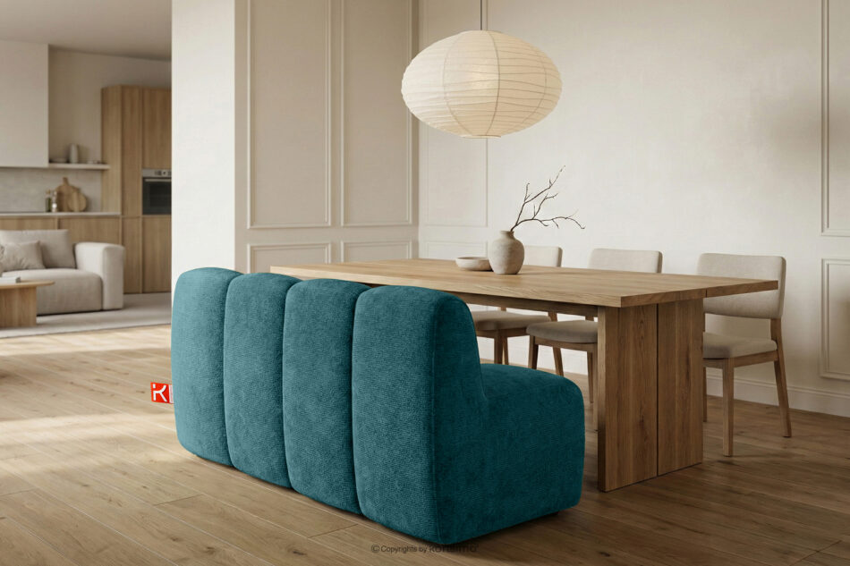 BRESCO Ławka tapicerowana do jadalni 160 cm tkanina szenil morski morski - zdjęcie 9