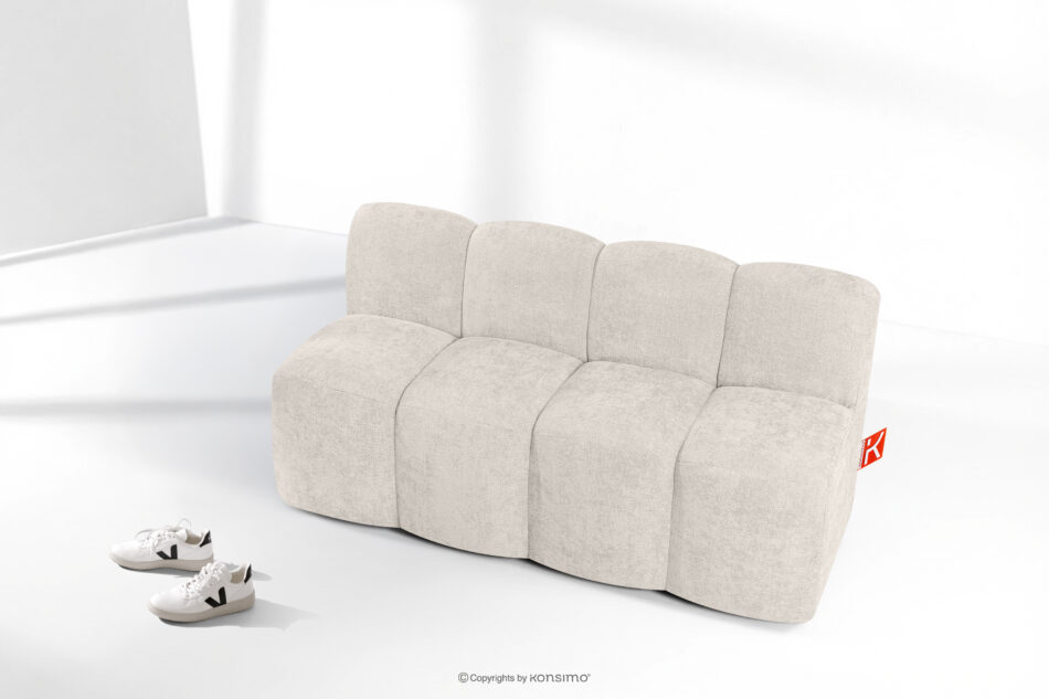 BRESCO Ławka tapicerowana do jadalni 160 cm tkanina szenil kremowy kremowy - zdjęcie 8