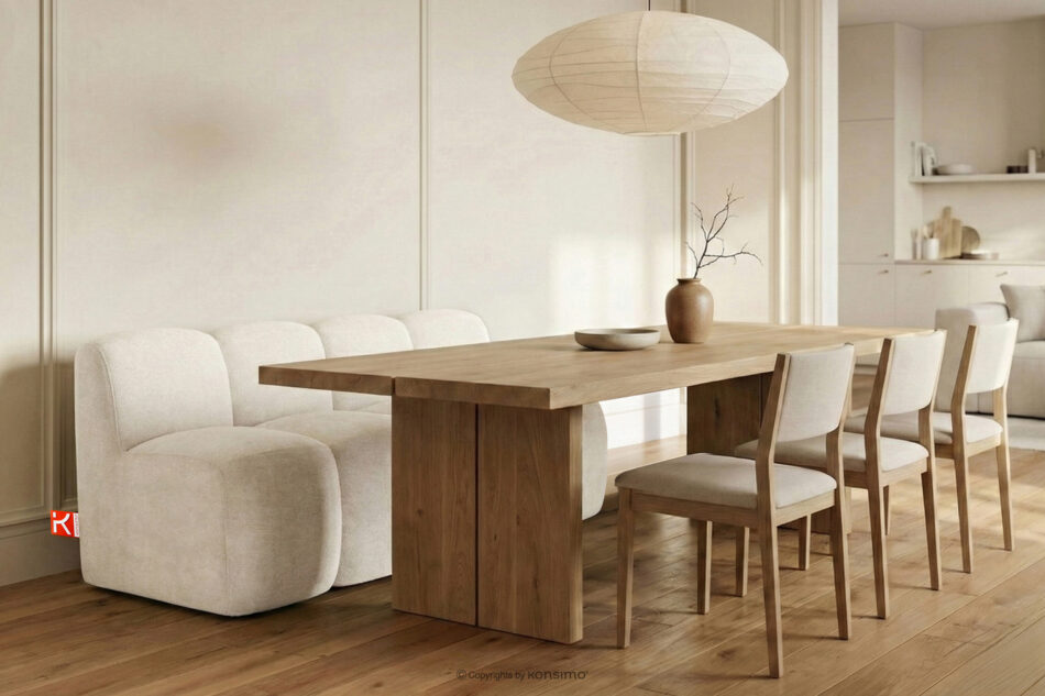 BRESCO Ławka tapicerowana do jadalni 160 cm tkanina szenil kremowy kremowy - zdjęcie 1