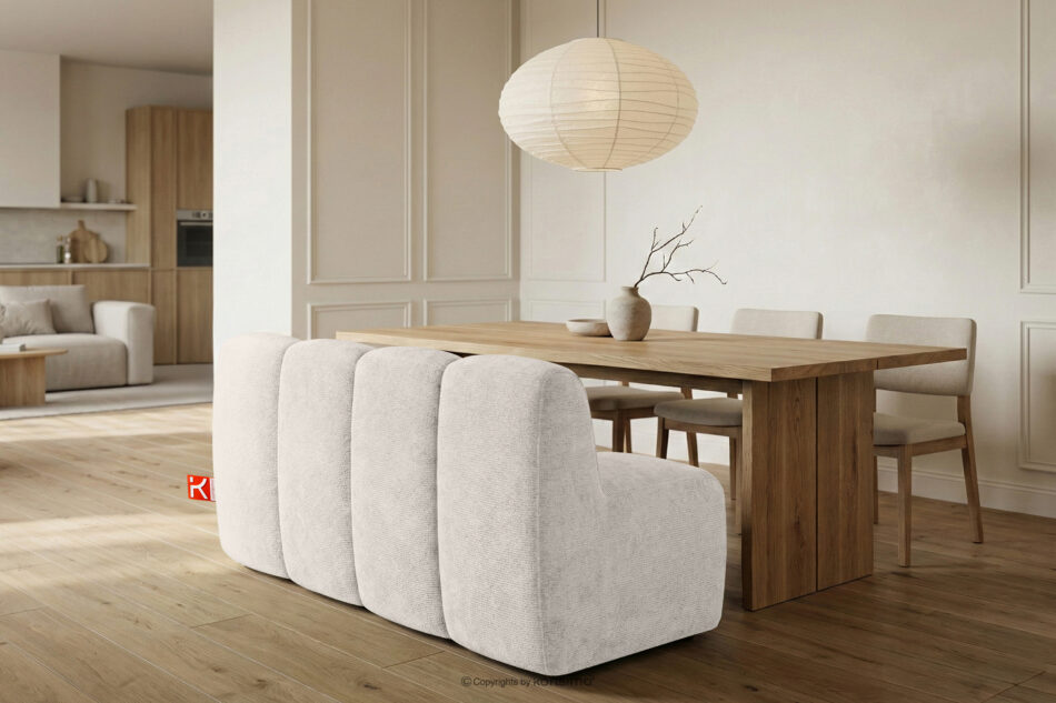 BRESCO Ławka tapicerowana do jadalni 160 cm tkanina szenil kremowy kremowy - zdjęcie 9