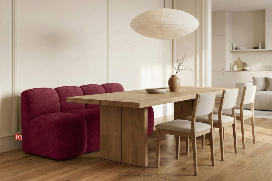 BRESCO Ławka tapicerowana do jadalni 160 cm tkanina szenil bordowy bordowy - zdjęcie 1