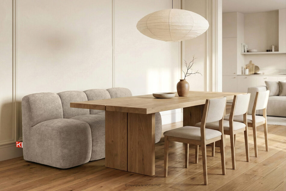 BRESCO Ławka tapicerowana do jadalni 160 cm tkanina szenil beżowy beżowy - zdjęcie 1