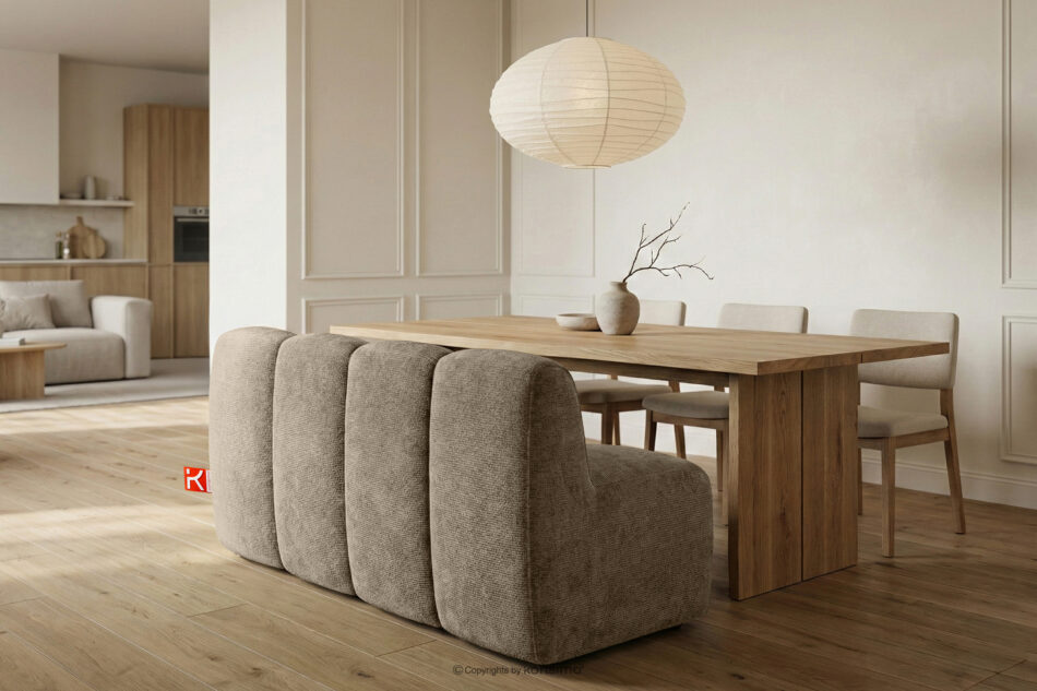 BRESCO Ławka tapicerowana do jadalni 160 cm tkanina szenil beżowy beżowy - zdjęcie 9