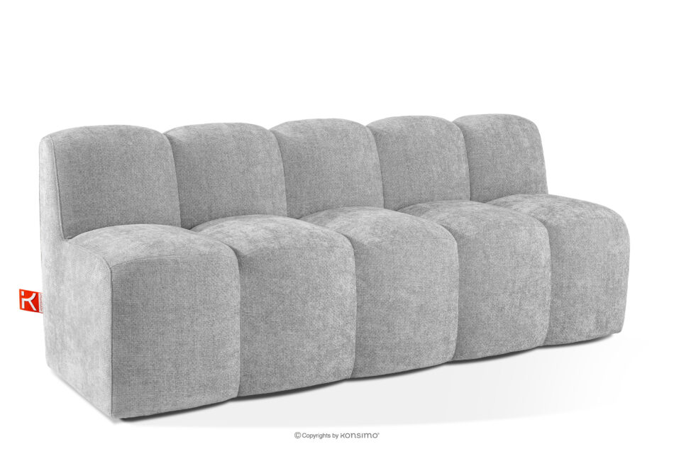 BRESCO Ławka tapicerowana z oparciem 200 cm tkanina szenil jasny szary jasny szary - zdjęcie 2