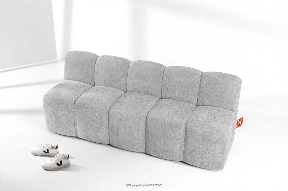 BRESCO Ławka tapicerowana z oparciem 200 cm tkanina szenil jasny szary jasny szary - zdjęcie 8