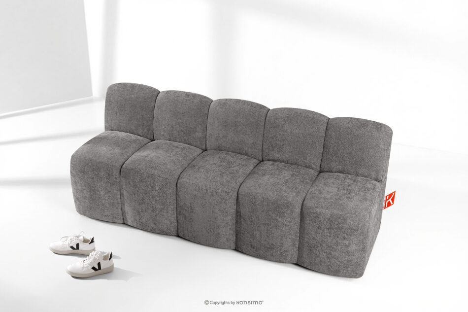 BRESCO Ławka tapicerowana z oparciem 200 cm tkanina szenil ciemny szary ciemny szary - zdjęcie 8