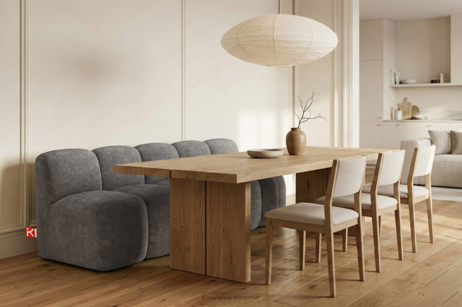 BRESCO Ławka tapicerowana z oparciem 200 cm tkanina szenil ciemny szary ciemny szary - zdjęcie 1