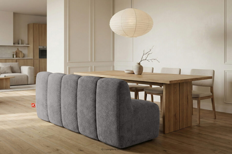 BRESCO Ławka tapicerowana z oparciem 200 cm tkanina szenil ciemny szary ciemny szary - zdjęcie 9