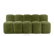 Ławka tapicerowana z oparciem 200 cm tkanina szenil oliwkowy