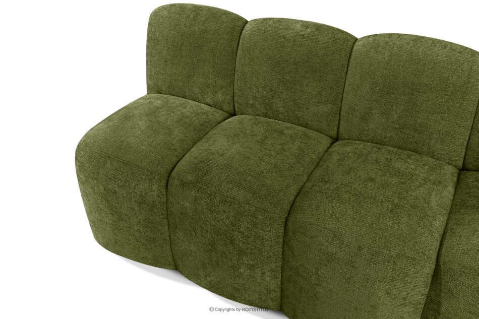 BRESCO Ławka tapicerowana z oparciem 200 cm tkanina szenil oliwkowy oliwkowy - zdjęcie 4