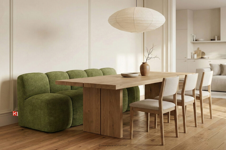 BRESCO Ławka tapicerowana z oparciem 200 cm tkanina szenil oliwkowy oliwkowy - zdjęcie 1