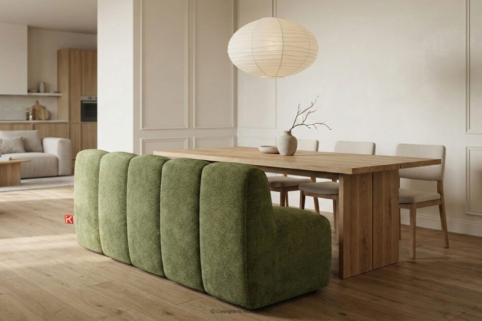 BRESCO Ławka tapicerowana z oparciem 200 cm tkanina szenil oliwkowy oliwkowy - zdjęcie 9