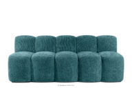 Ławka tapicerowana z oparciem 200 cm tkanina szenil morski