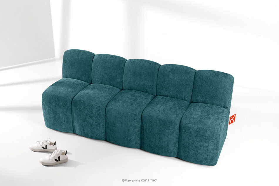 BRESCO Ławka tapicerowana z oparciem 200 cm tkanina szenil morski morski - zdjęcie 8