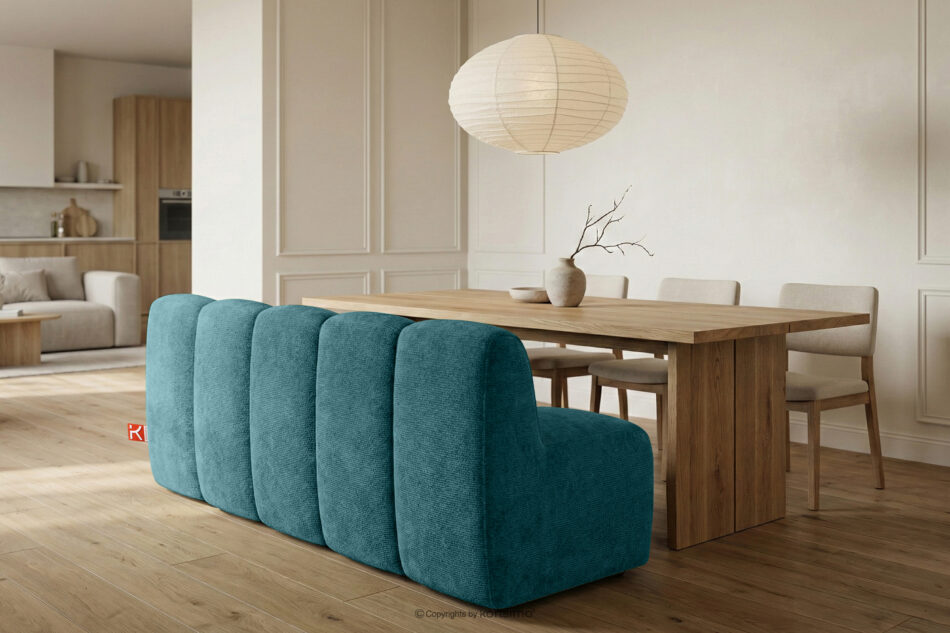 BRESCO Ławka tapicerowana z oparciem 200 cm tkanina szenil morski morski - zdjęcie 9