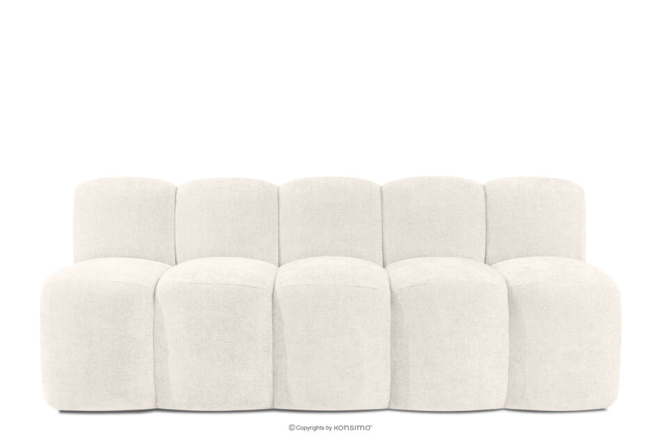 BRESCO Ławka tapicerowana z oparciem 200 cm tkanina szenil kremowy kremowy - zdjęcie 0