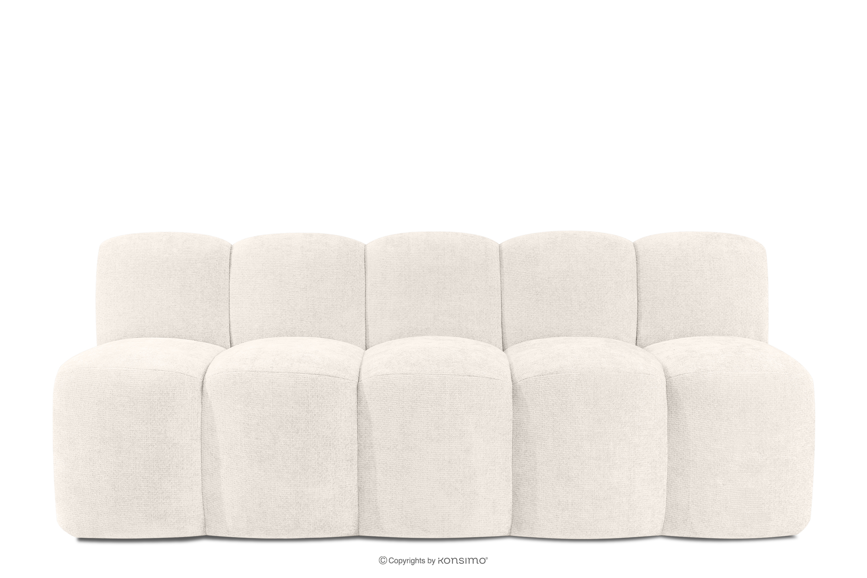 Ławka tapicerowana z oparciem 200 cm tkanina szenil kremowy