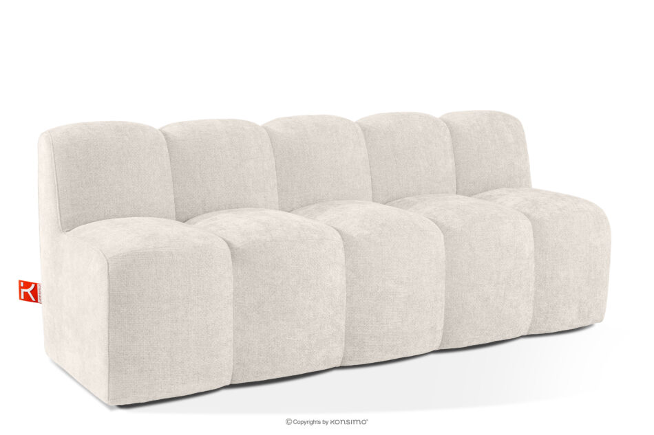 BRESCO Ławka tapicerowana z oparciem 200 cm tkanina szenil kremowy kremowy - zdjęcie 2