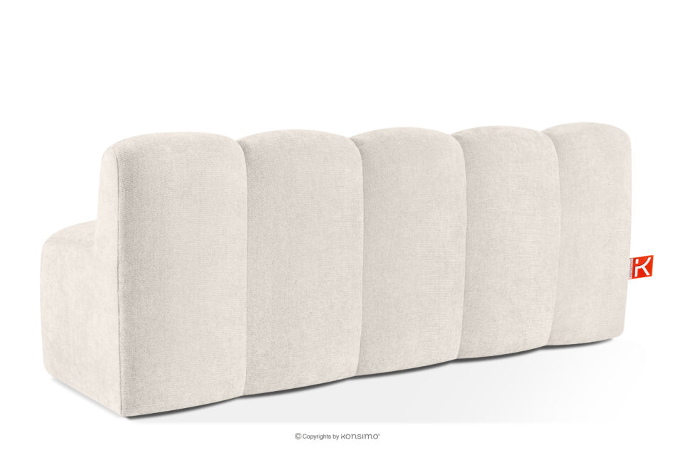 BRESCO Ławka tapicerowana z oparciem 200 cm tkanina szenil kremowy kremowy - zdjęcie 3