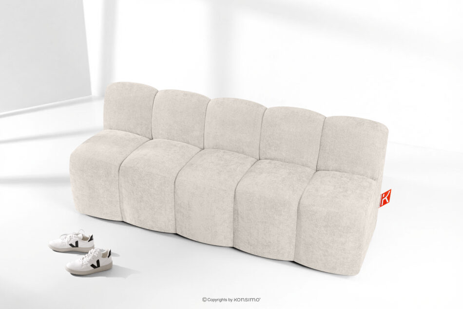 BRESCO Ławka tapicerowana z oparciem 200 cm tkanina szenil kremowy kremowy - zdjęcie 8