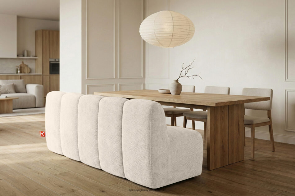 BRESCO Ławka tapicerowana z oparciem 200 cm tkanina szenil kremowy kremowy - zdjęcie 9