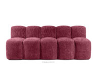 Ławka tapicerowana z oparciem 200 cm tkanina szenil bordowy