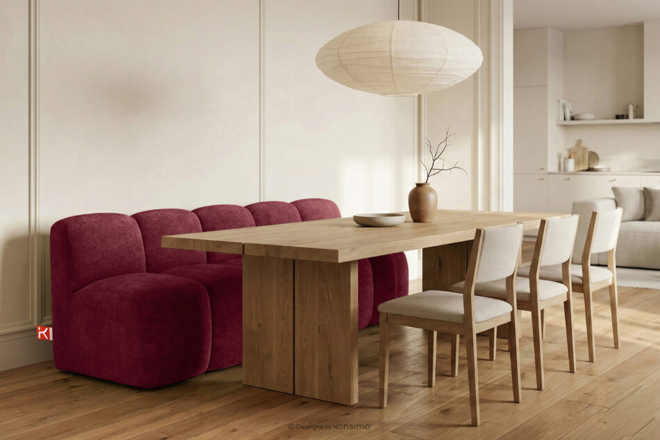 BRESCO Ławka tapicerowana z oparciem 200 cm tkanina szenil bordowy bordowy - zdjęcie 1