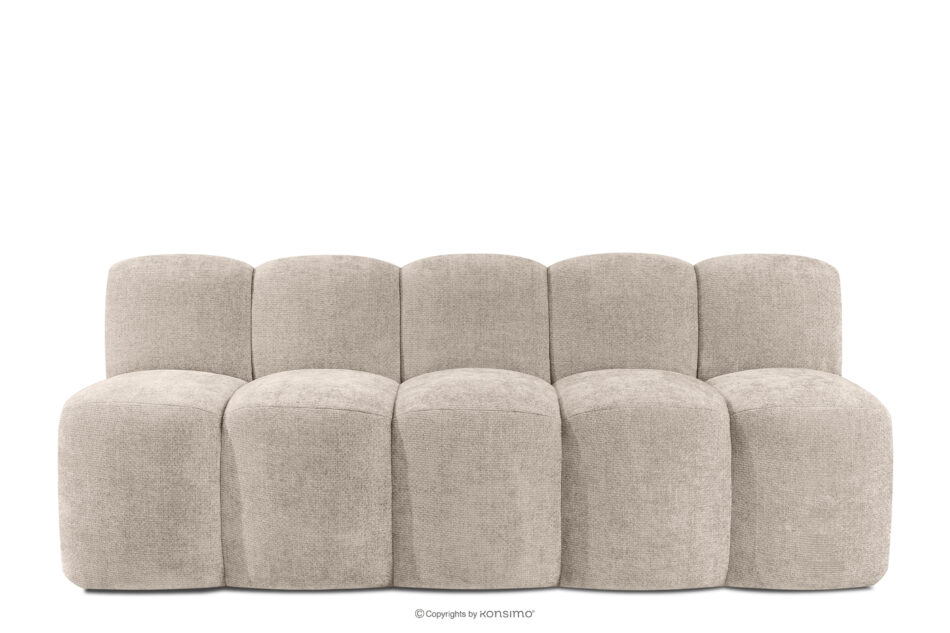 BRESCO Ławka tapicerowana z oparciem 200 cm tkanina szenil beżowy beżowy - zdjęcie 0