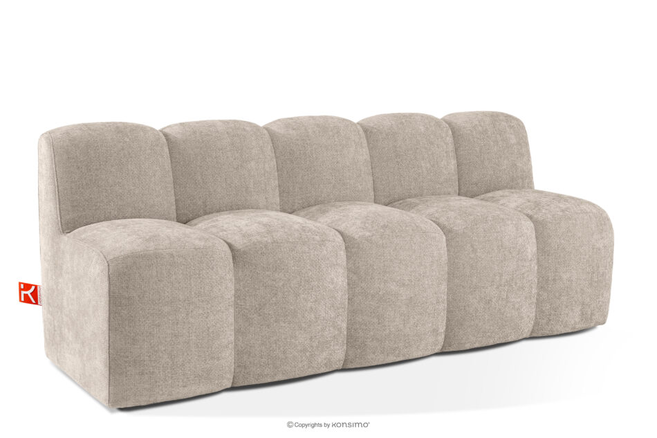 BRESCO Ławka tapicerowana z oparciem 200 cm tkanina szenil beżowy beżowy - zdjęcie 2