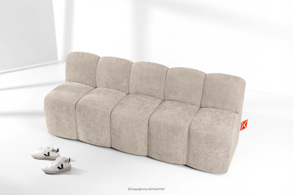 BRESCO Ławka tapicerowana z oparciem 200 cm tkanina szenil beżowy beżowy - zdjęcie 8