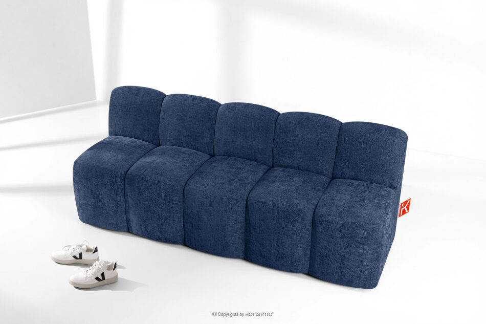 BRESCO Ławka tapicerowana z oparciem 200 cm tkanina szenil granatowy granatowy - zdjęcie 8