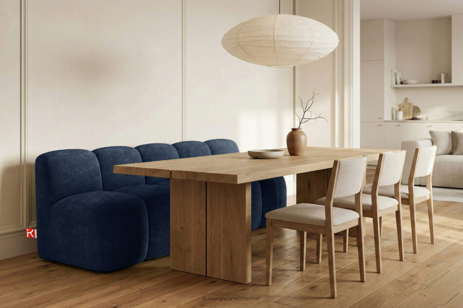 BRESCO Ławka tapicerowana z oparciem 200 cm tkanina szenil granatowy granatowy - zdjęcie 1