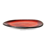Talerz obiadowy ręcznie szkliwiony czerwony