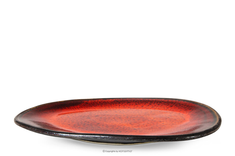 PRIMA Talerz obiadowy ręcznie szkliwiony czerwony czerwony - zdjęcie 0