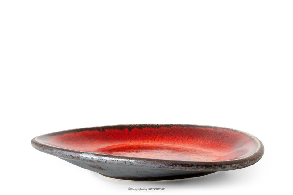 PRIMA Talerz śniadaniowy ręcznie szkliwiony czerwony czerwony - zdjęcie 0