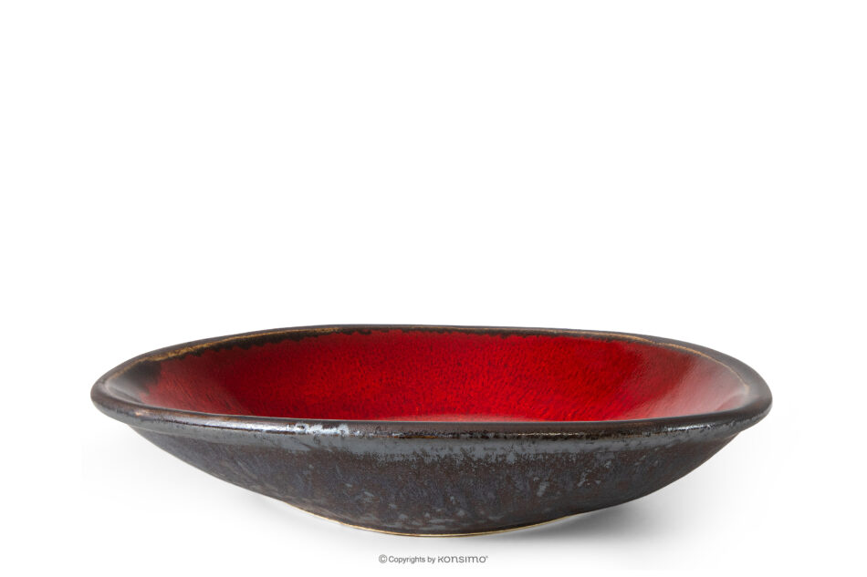 PRIMA Patera głęboka ręcznie szkliwiona czerwony czerwony - zdjęcie 0