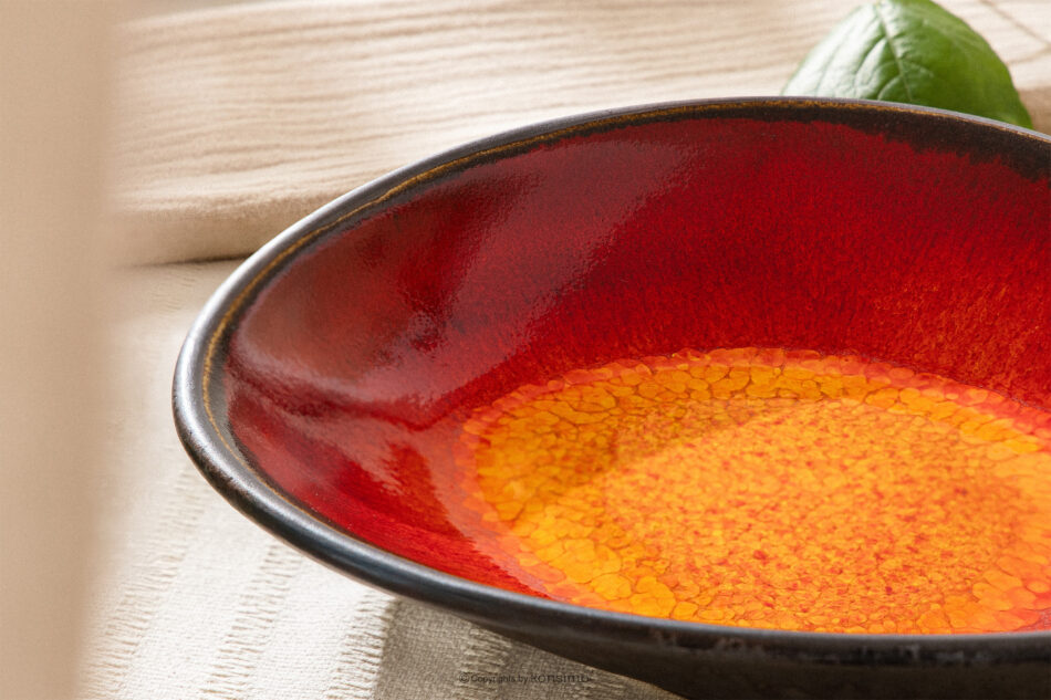 PRIMA Patera głęboka ręcznie szkliwiona czerwony czerwony - zdjęcie 10