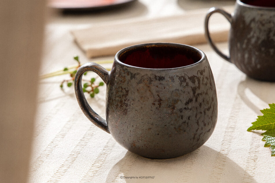 PRIMA Kubek baryłka ręcznie szkliwiony czerwony czerwony - zdjęcie 1