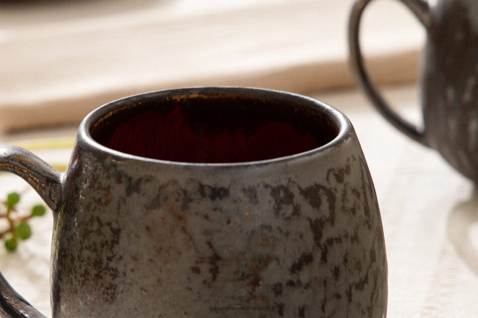 PRIMA Kubek baryłka ręcznie szkliwiony czerwony czerwony - zdjęcie 8