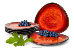 PRIMA, https://konsimo.pl/kolekcja/prima/ Talerz obiadowy z ceramiki ręcznie szkliwiony 6 szt. czerwony czerwony - zdjęcie