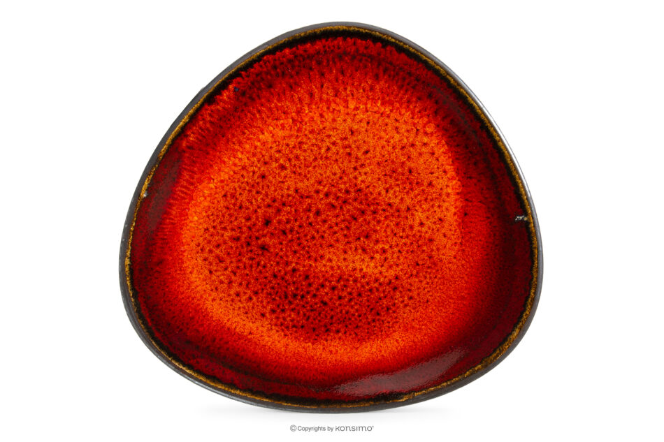 PRIMA Talerz obiadowy z ceramiki ręcznie szkliwiony 6 szt. czerwony czerwony - zdjęcie 5