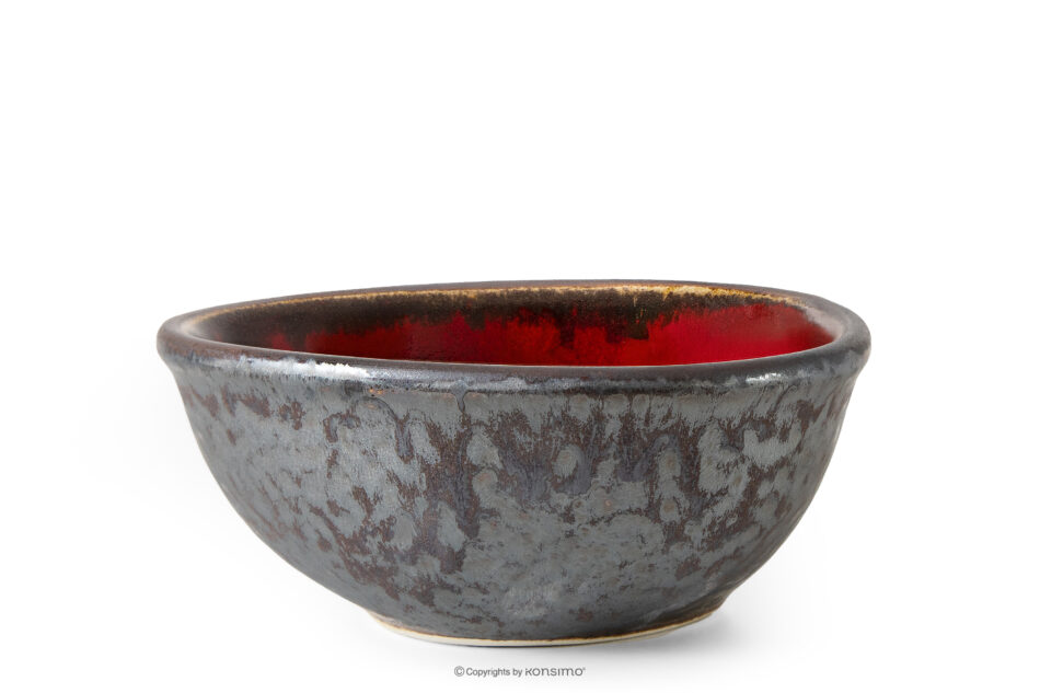 PRIMA Salaterka z ceramiki ręcznie szkliwiona 6 szt. czerwony czerwony - zdjęcie 2