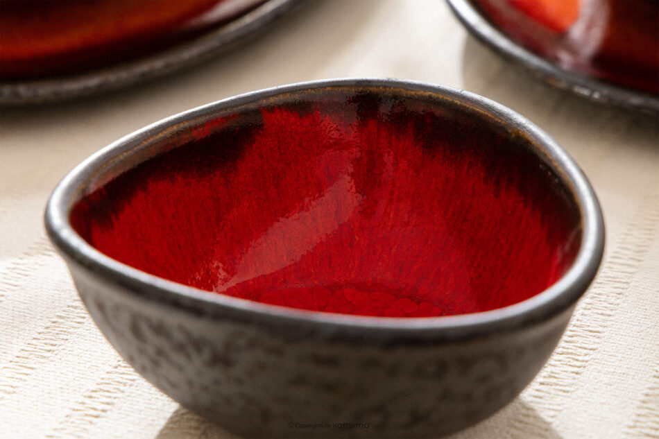 PRIMA Salaterka z ceramiki ręcznie szkliwiona 6 szt. czerwony czerwony - zdjęcie 11