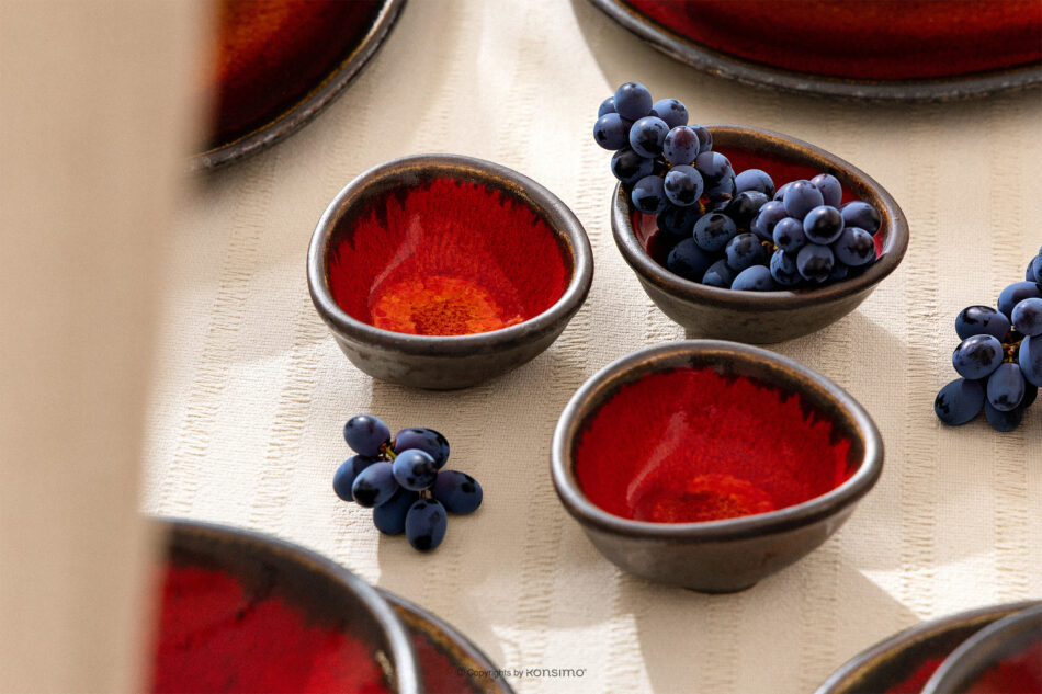 PRIMA Miseczka na dip z ceramiki ręcznie szkliwiona 6 szt. czerwony czerwony - zdjęcie 10