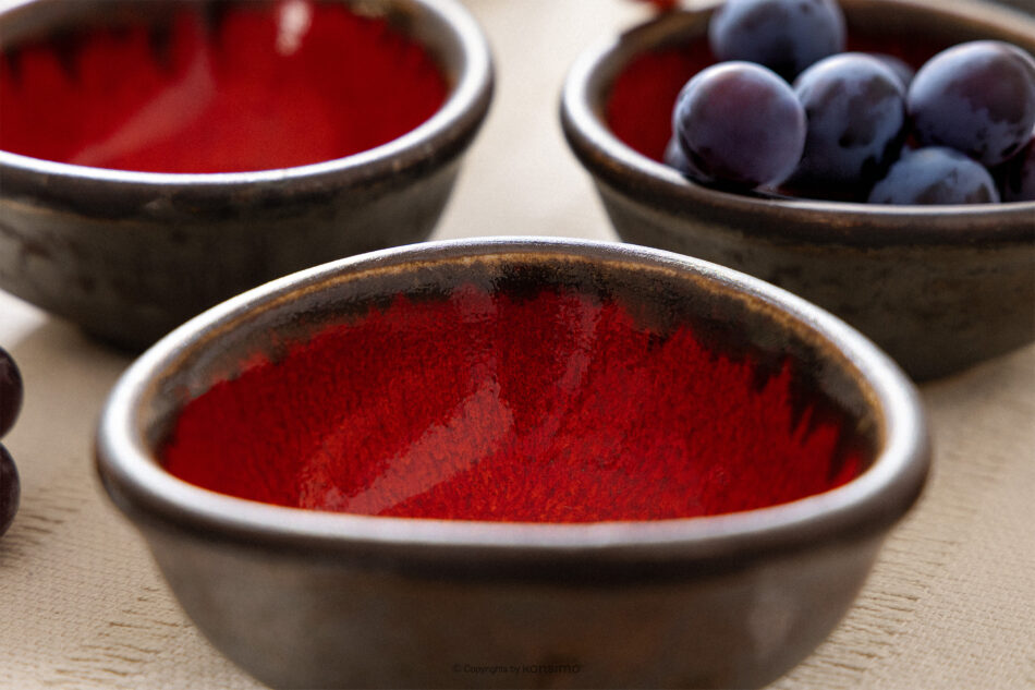 PRIMA Miseczka na dip z ceramiki ręcznie szkliwiona 6 szt. czerwony czerwony - zdjęcie 12